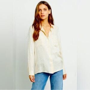 Rails Kate White Tiger Button Up Silk Blouse Size: S